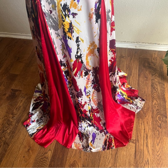 Patrizia Guidi Floral & Red Gown – Size 42 (US 6) - Picture 7 of 13